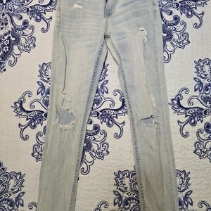 Aeropostale Blue Skinny Jeans Distressed Style